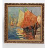 GEORGE TURLAND (1877-1947), "Sails of Venice", oil on board, signed, James Lanham Ltd., St Ives