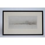 WILLIAM WALCOT (1874-1943), The Mersey, Liverpool, etching, signed in pencil, plate size 5 3/4" x 14