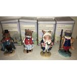 Four Regency Fine Art figurines . Tommy Meadow Sweet, Basil Fox, Frederick Bogbean Frog and Russel