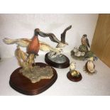 BORDER FINE ARTS figures of birds x 5 including Pheasant, Blue tit, Osprey, Song thrush and nest