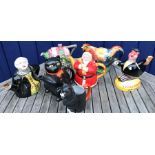 Five various teapots and 1 jug including Lucky Santa Claus a/f, Beswick Double Diamond a/f, Rooster,