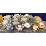 Various early 20thC teapots including Suvesco, Sylvac cottage, Lingard Webster tea service etc...