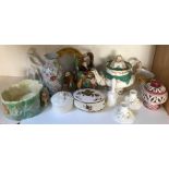 A quanity of good quality ceramics to include two 19thC teapots, Sylvac planter etc. (13)