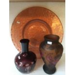 Three pieces of glass including vase marked Tip Gallé - 20cms h