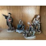 Four Capidomonte figures to include a Capodimonte figure of a philatelist stamped Tyche ‘Tosca’ -