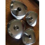 Four Danish stainless steel candleholders - 7cms diameter