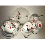 Vintage tea service, poppy pattern Windsor bone china in good condition.