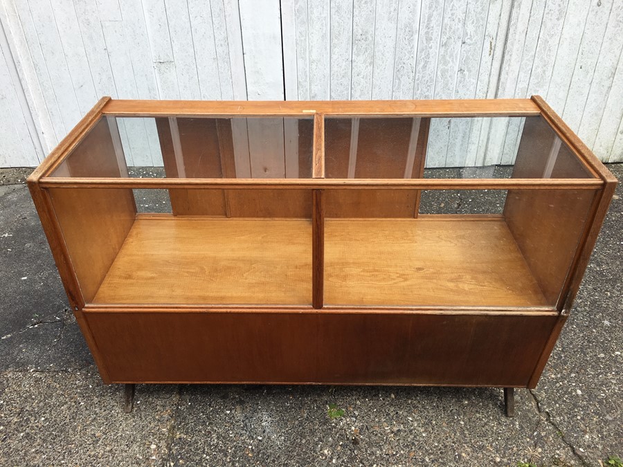 A 1950’s jouiner made shop counter in good condition. 137 l x 54 w 92cms h