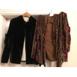 Two early 20thC jackets, one black silk velvet, detail to arm and the other silk velvet devoré. .