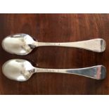 A pair of George I silver tablespoons, Richard Scarlett, 4.8 ozt.