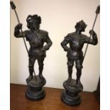 Two 19thC spelter figures, 44cms h.