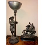 Two spelter figures, tallest 41cms h.