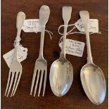 Two dessert spoons and 2 dessert forks all 19th c 5.1 ozt