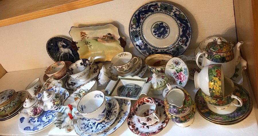 A quantity of ceramics comprising Royal Worcester, Adams, Crown Staffordshire, Cauldon, Coalport