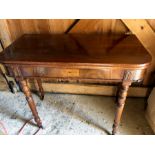 A 19thC mahogany tea table. 92 w x 45cms d.