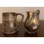 Silver tankard J Dixon & sons and well used creamer 1832 by J Wrangham & W Moulson