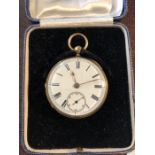 An 18ct gold cased pocket watch 79.2gms total weight.