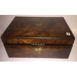 Brass bound 19thC burr walnut lap desk.