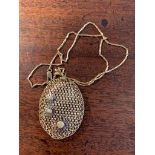 Fine wire mesh 18ct gold pendant with 9ct gold chain