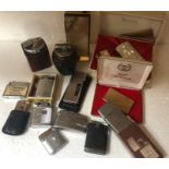 Various vintage lighters including Ronson mother of pearl and cigarette case etc.