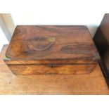 19thC walnut lap desk, 24cms x 40cms.