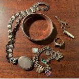 Selection jewellery inc. silver bangle,sterling locket, charm bracelet etc.