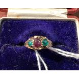 Victorian 22 ct gem set ring size k