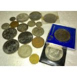 A collection of coins to include to include 1971 silver dollar, 1969 1/2 dollar, 1967 silver dime, 1