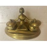 Bronze double inkwell circa 1950, 15cms w.