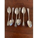 Six various tea spoons all monogramed N