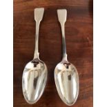 A pair of George IV silver table spoons, William Chawner, 1828, 4.3 ozt.