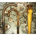 Three various vintage walking sticks,
