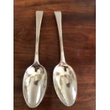 A pair of George III silver tablespoons, George Smith, 1775, 3.8 ozt.