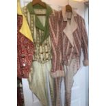 Vintage costume including Chinese dressing gown (marks to front), three tailcoats and a theatrical