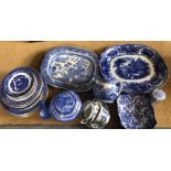 Blue and white ceramics to include Cauldon, Copeland Spode, Losol Ware, Wedgwood, Woods and Ringtons