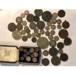 A quantity of various coins.