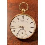 Gents 18 ct gold pocket watch lacking glass Josh. Eglese 28 Cornhill London