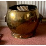 Large brass cauldron with lion mask handles ex. Welton Hill Sale 1980