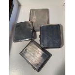 Four various silver cigarette cases