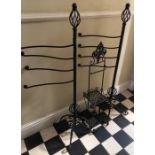 Metal towel holders, 120cms h and a metal bathroom tidy.