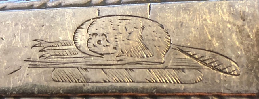 Silver handled carving knife and fork with Beverley crest of a beaver - Image 2 of 2