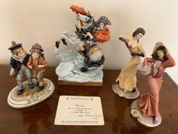 Four pieces Capodimonte inc. good figure of Napoleon all in good condition