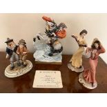 Four pieces Capodimonte inc. good figure of Napoleon all in good condition