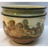 Royal Doulton jardiniere, country village scene decoration.