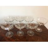 Seven champagne coupes. (7)