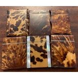 Six 19th c tortoiseshell card cases