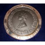 Wedgwood silver and black basalt medallion for the silver jubilee, sterling silver framed portrait