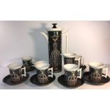 Portmeirion Pottery coffee service. ''Magic City'' designed by Susan Williams Ellis. Tiny chip to