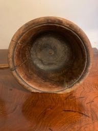 Superb 18thC lignum vitae wassail bowl in well used condition 17 cm diameter 18 cm high(screw from - Image 3 of 4