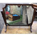 Mahogany dressing table mirror 19thC lacking finials.